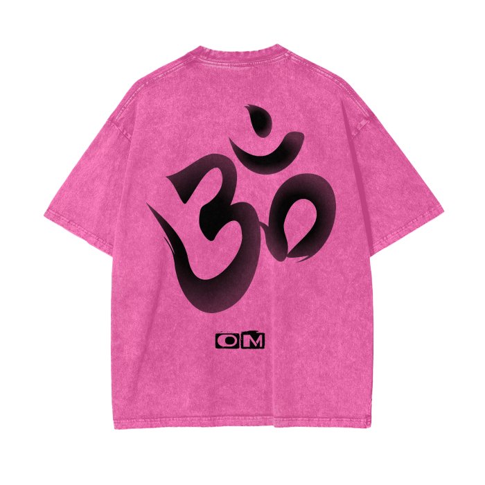 Front OM Symbol Streetwear Unisex Oversized Snow Wash T-Shirt - Various Colors #MzKittyz #NikkiDKatArt