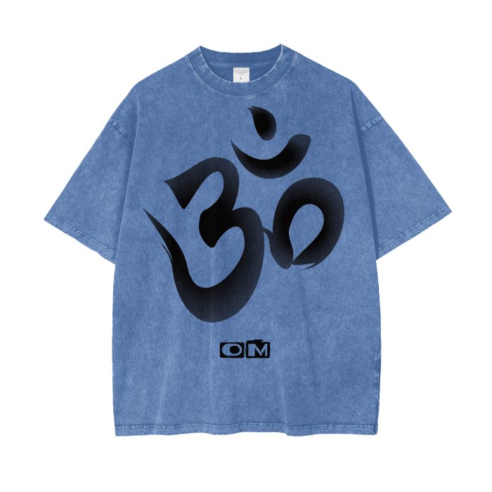 Front OM Symbol Streetwear Unisex Oversized Snow Wash T-Shirt - Various Colors #MzKittyz #NikkiDKatArt