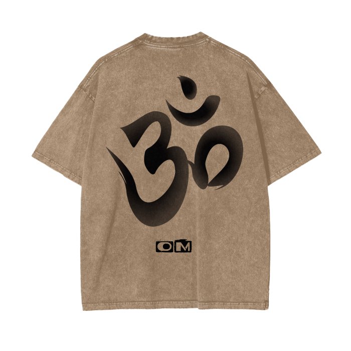 Front OM Symbol Streetwear Unisex Oversized Snow Wash T-Shirt - Various Colors #MzKittyz #NikkiDKatArt