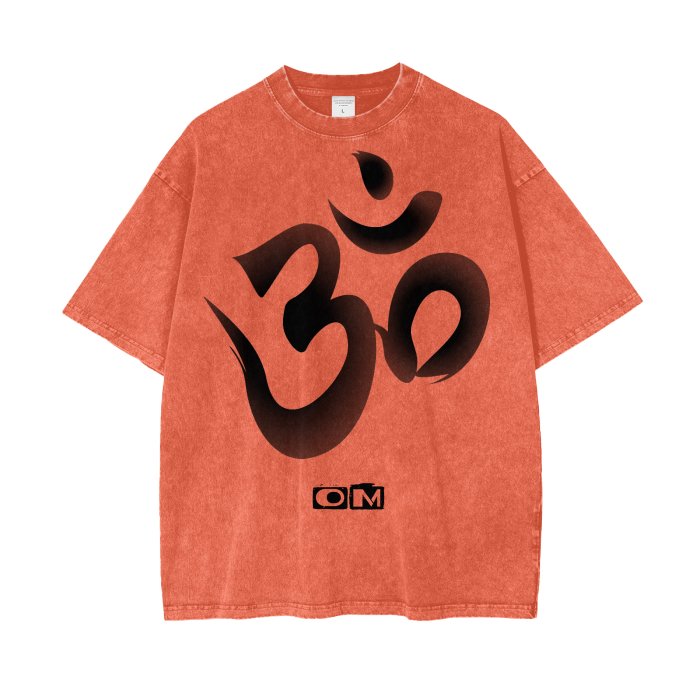 Front OM Symbol Streetwear Unisex Oversized Snow Wash T-Shirt - Various Colors #MzKittyz #NikkiDKatArt