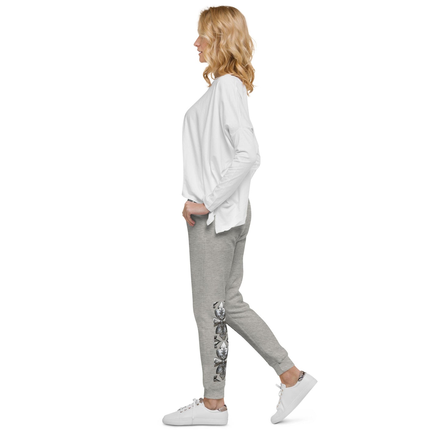 Front Unisex Chrome Crosses Fleece Sweatpants #MzKittyz #NikkiDKatArt