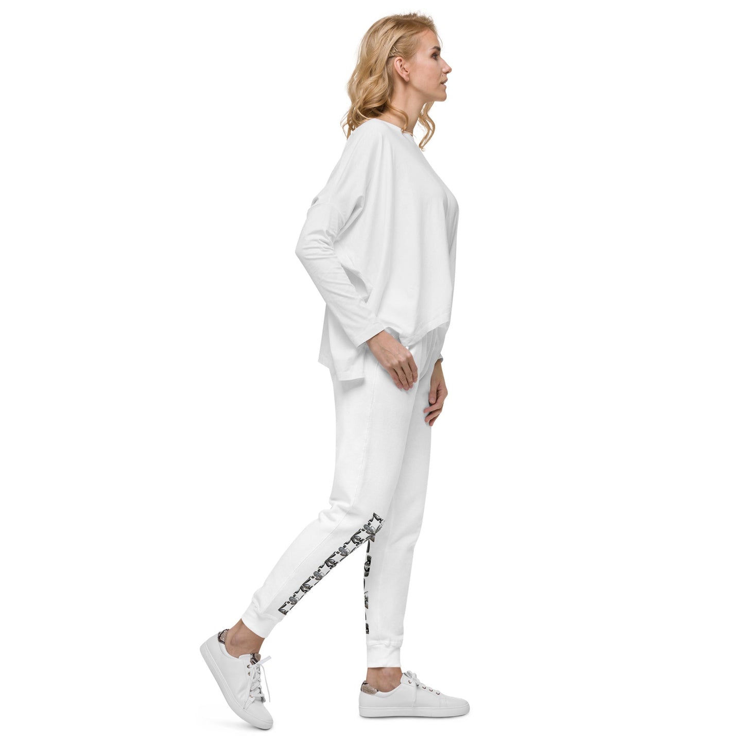Front Unisex Chrome Crosses Fleece Sweatpants #MzKittyz #NikkiDKatArt