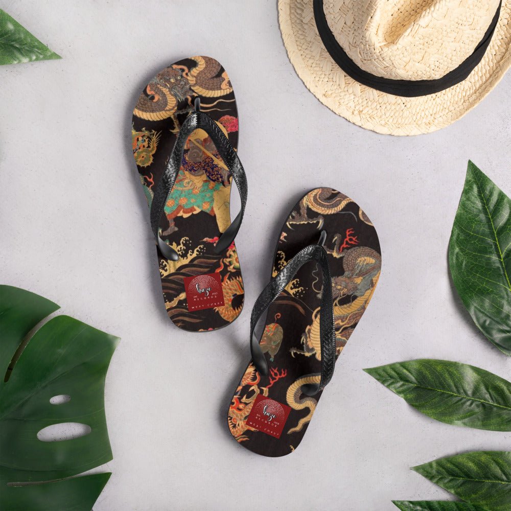 Front Unisex Flip-Flops Chinese Snake & Dragon Signature Flip Flops #MzKittyz #NikkiDKatArt