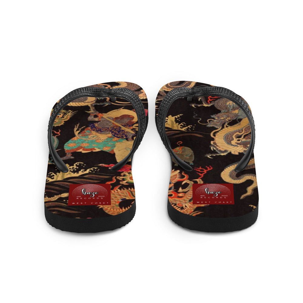 Front Unisex Flip-Flops Chinese Snake & Dragon Signature Flip Flops #MzKittyz #NikkiDKatArt