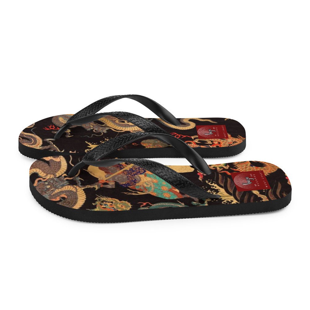 Front Unisex Flip-Flops Chinese Snake & Dragon Signature Flip Flops #MzKittyz #NikkiDKatArt