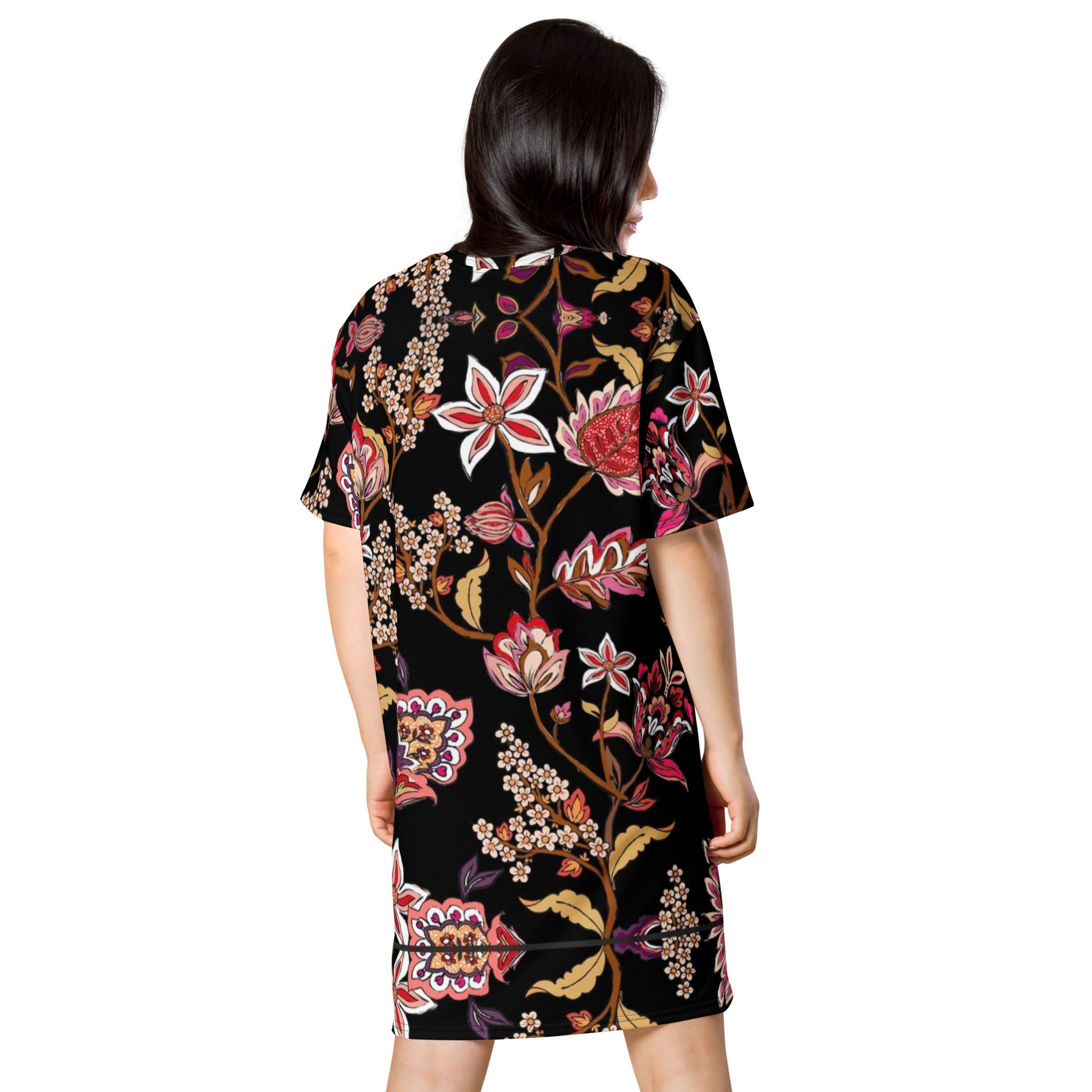 Back Embroidered Look Floral Design All Over Print T-shirt dress Sizes up to 6XL #MzKittyz #NikkiDKatArt