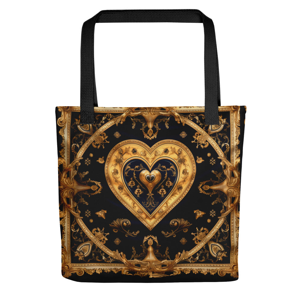 Front Gold Baroque Hearts Signature Tote bag #MzKittyz #NikkiDKatArt
