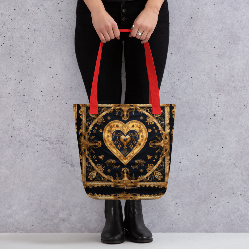 Front Gold Baroque Hearts Signature Tote bag #MzKittyz #NikkiDKatArt