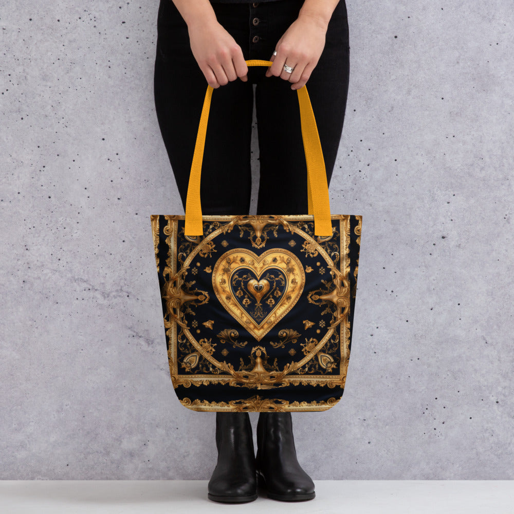 Front Gold Baroque Hearts Signature Tote bag #MzKittyz #NikkiDKatArt