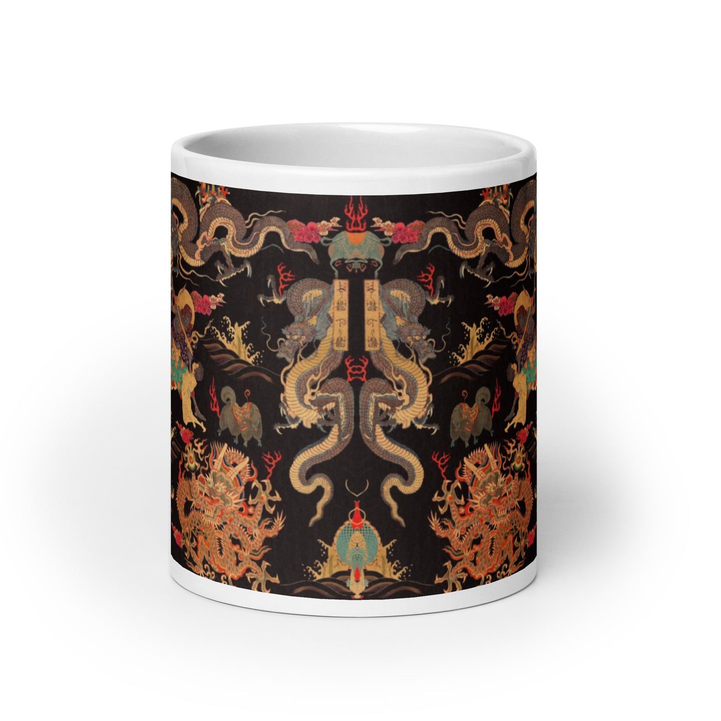 Chinese Dragon & Snake Design - White glossy mug - 3 sizes