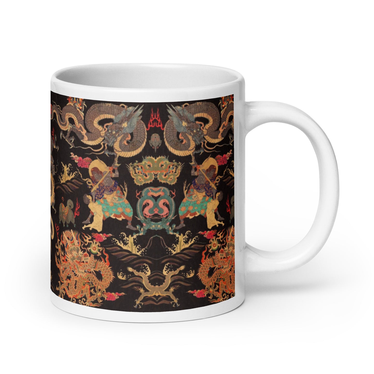 Chinese Dragon & Snake Design - White glossy mug - 3 sizes