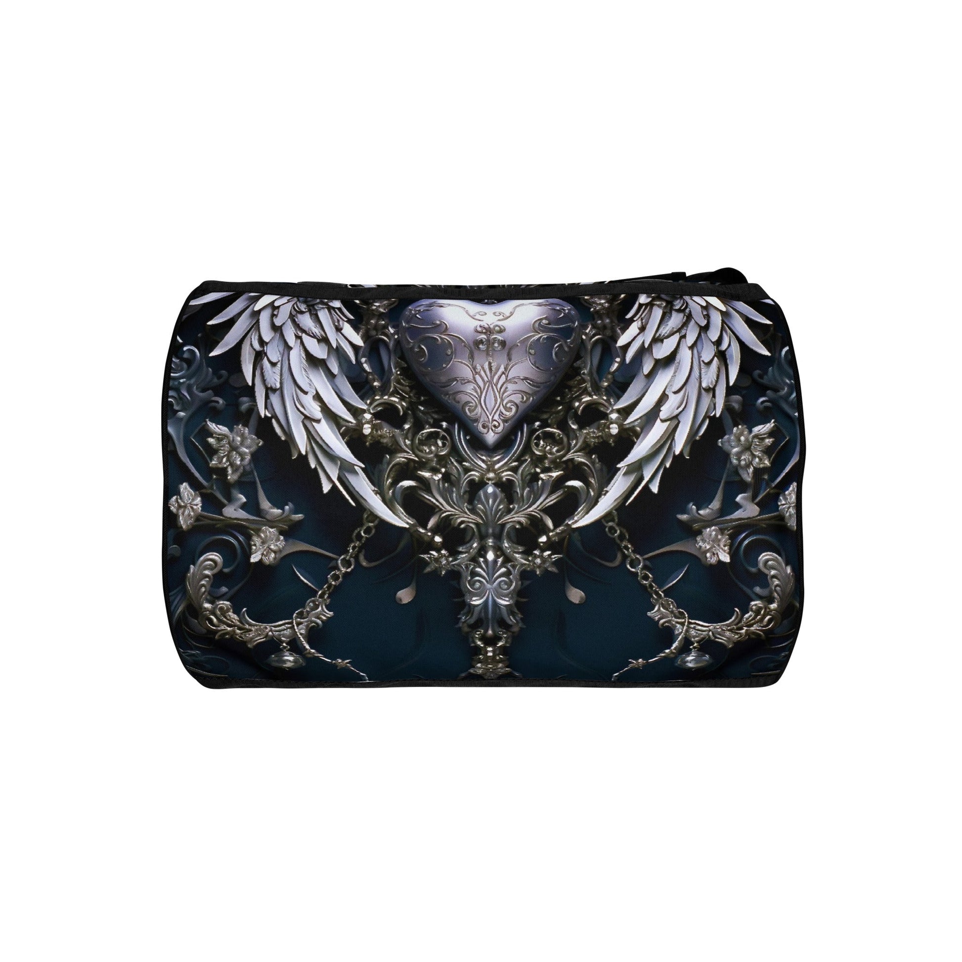 Front Chrome Heart Angel gym bag Gym Bag #MzKittyz #NikkiDKatArt