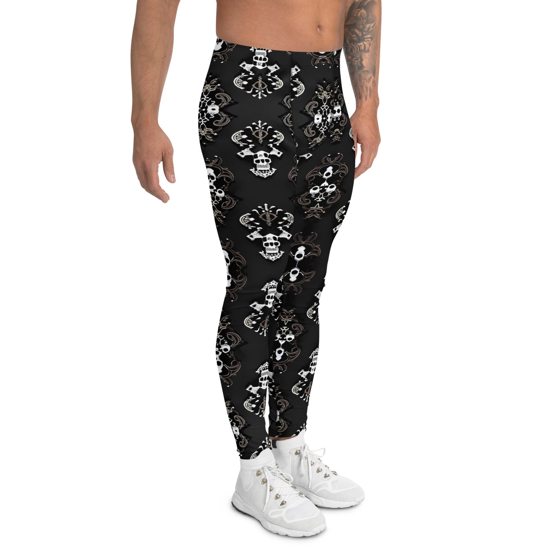 Front Lacie Lace ● Skull Men's Leggings Leggings #MzKittyz #NikkiDKatArt