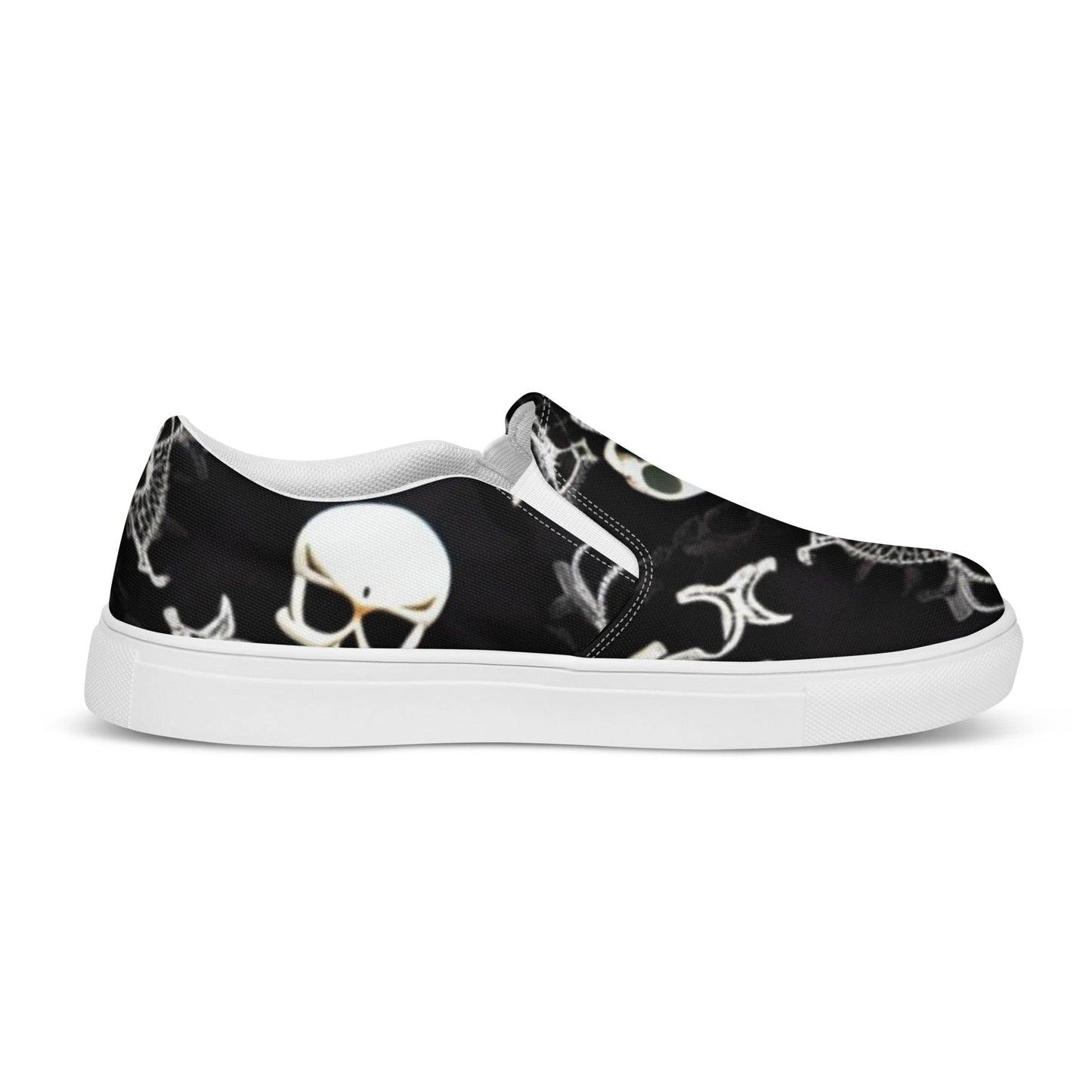 Front Skully Lace Men’s slip-on canvas shoes #MzKittyz #NikkiDKatArt