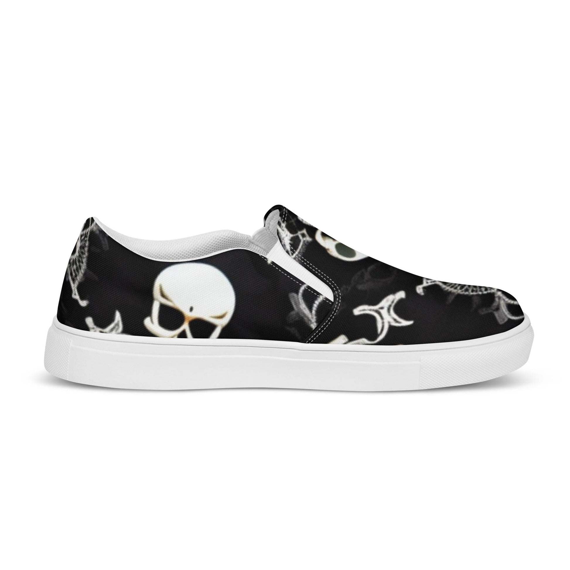 Front Skully Lace Men’s slip-on canvas shoes #MzKittyz #NikkiDKatArt