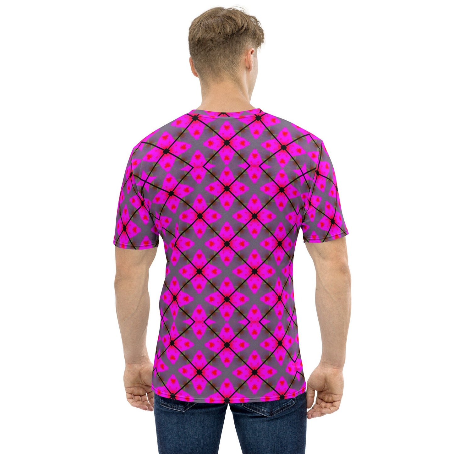 Front Nx Design Pink Plaid Men's t-shirt #MzKittyz #NikkiDKatArt