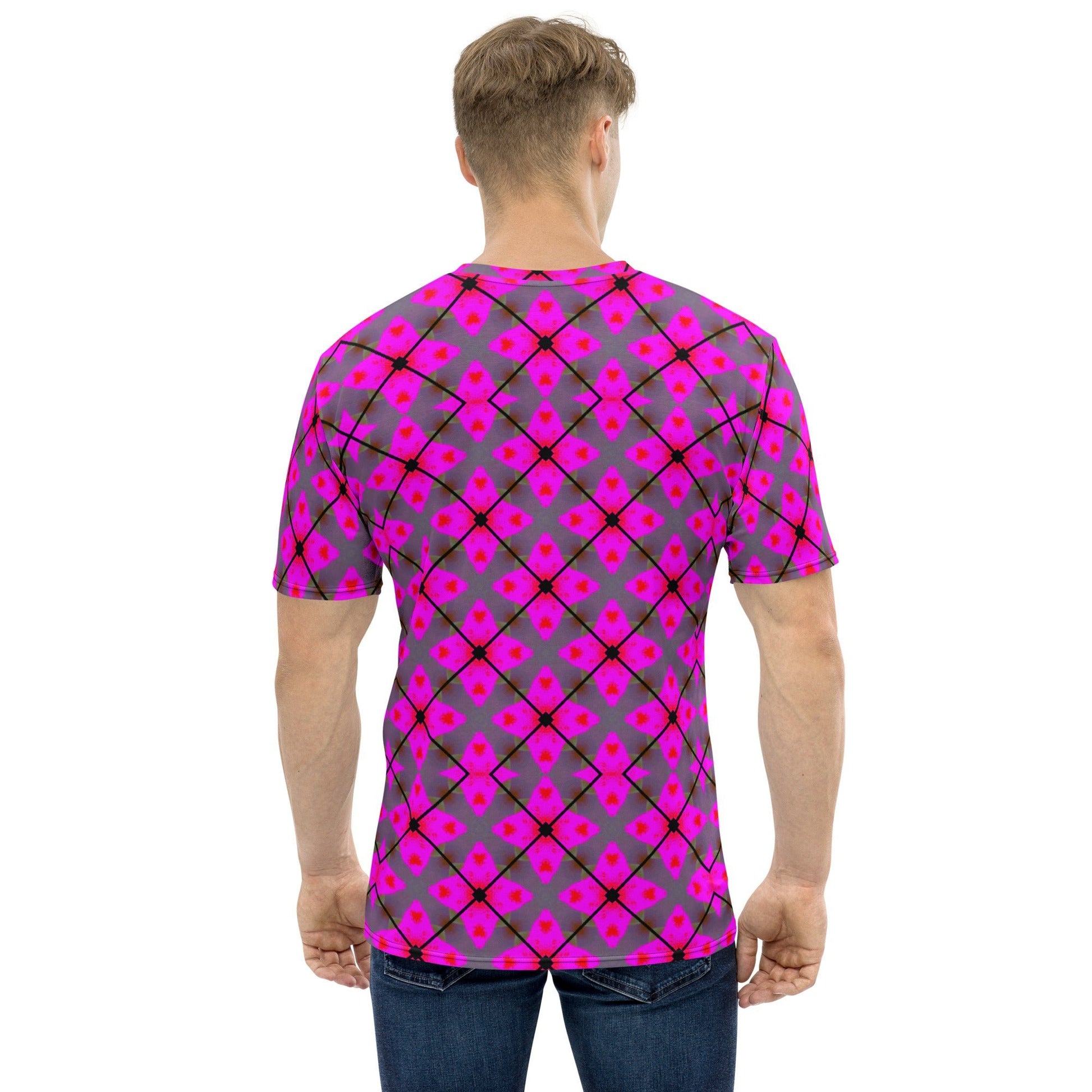 Front Nx Design Pink Plaid Men's t-shirt #MzKittyz #NikkiDKatArt