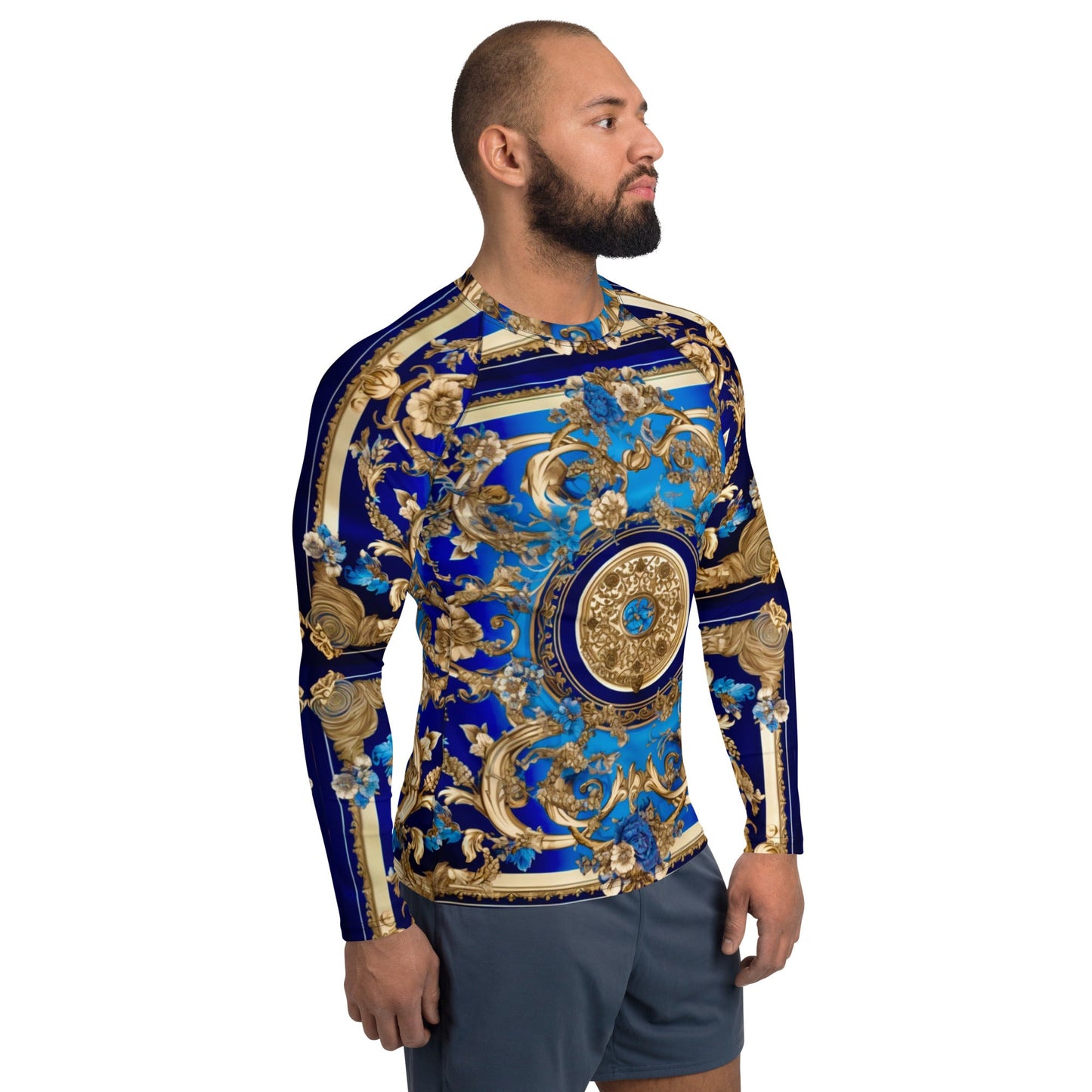 Front Signature Line Miami Bleu Men's Rash Guard Moisture-wicking #MzKittyz #NikkiDKatArt