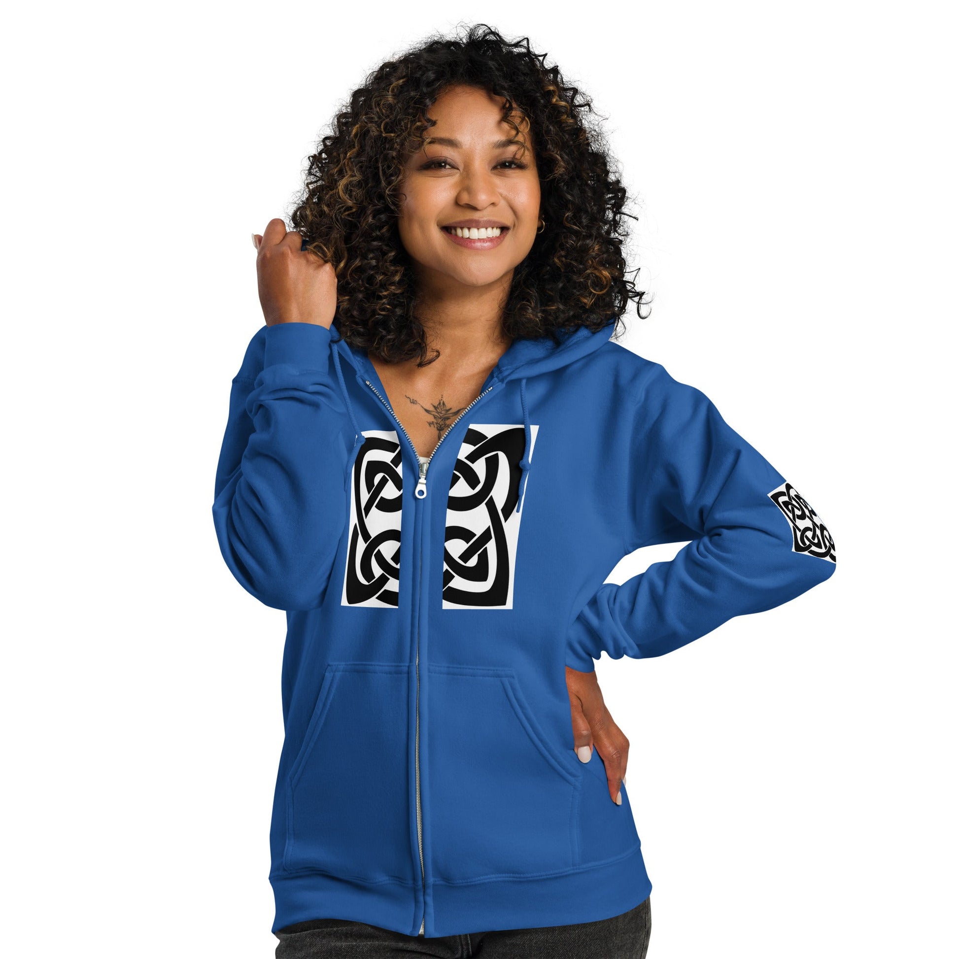 Front Celtic Knot Unisex heavy blend zip Hoodie Jacket Hoodie #MzKittyz #NikkiDKatArt