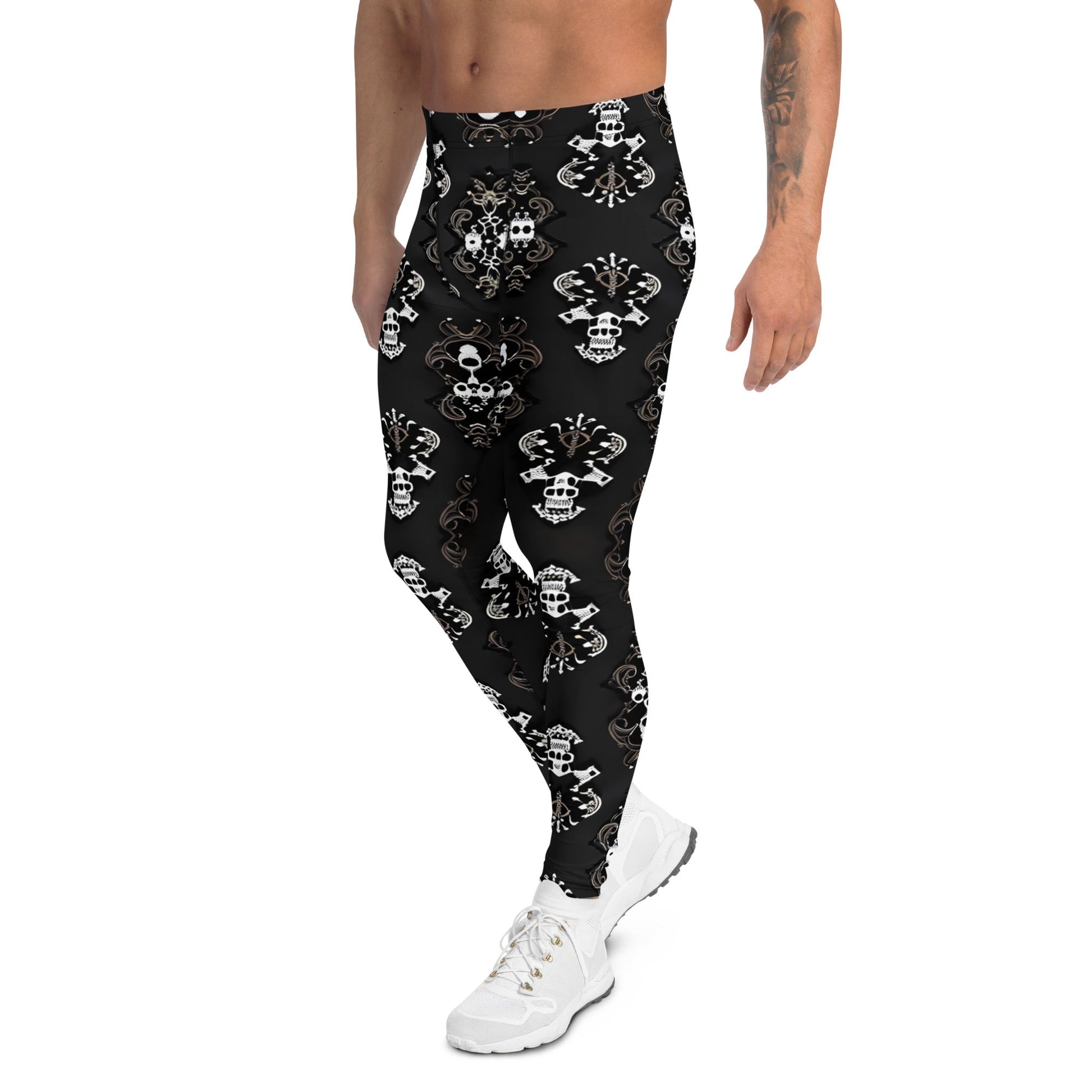 Front Lacie Lace ● Skull Men's Leggings Leggings #MzKittyz #NikkiDKatArt