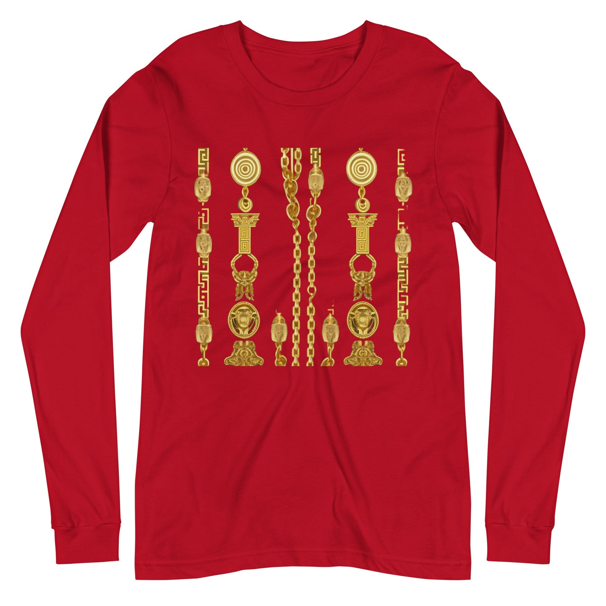 Front Gold Coin Chains Signature Scarf Unisex Long Sleeve Tee Tshirt, LongSleeve #MzKittyz #NikkiDKatArt