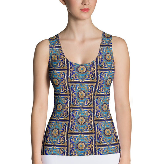 Front Bleu Baroque Signature Scarf Tank Top Tank Top #MzKittyz #NikkiDKatArt