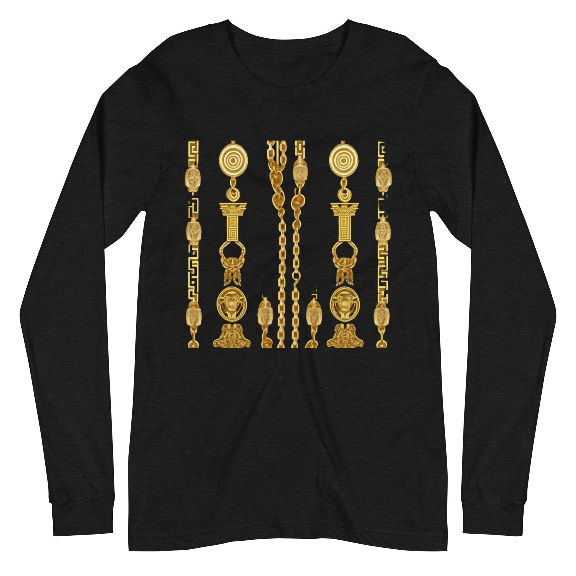 Front Gold Coin Chains Signature Scarf Unisex Long Sleeve Tee Tshirt, LongSleeve #MzKittyz #NikkiDKatArt
