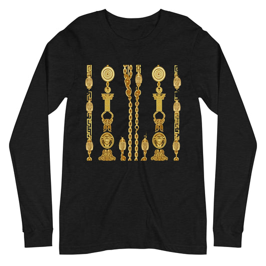 Front Gold Coin Chains Signature Scarf Unisex Long Sleeve Tee Tshirt, LongSleeve #MzKittyz #NikkiDKatArt