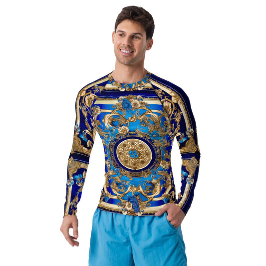 Front Signature Line Miami Bleu Men's Rash Guard Moisture-wicking #MzKittyz #NikkiDKatArt