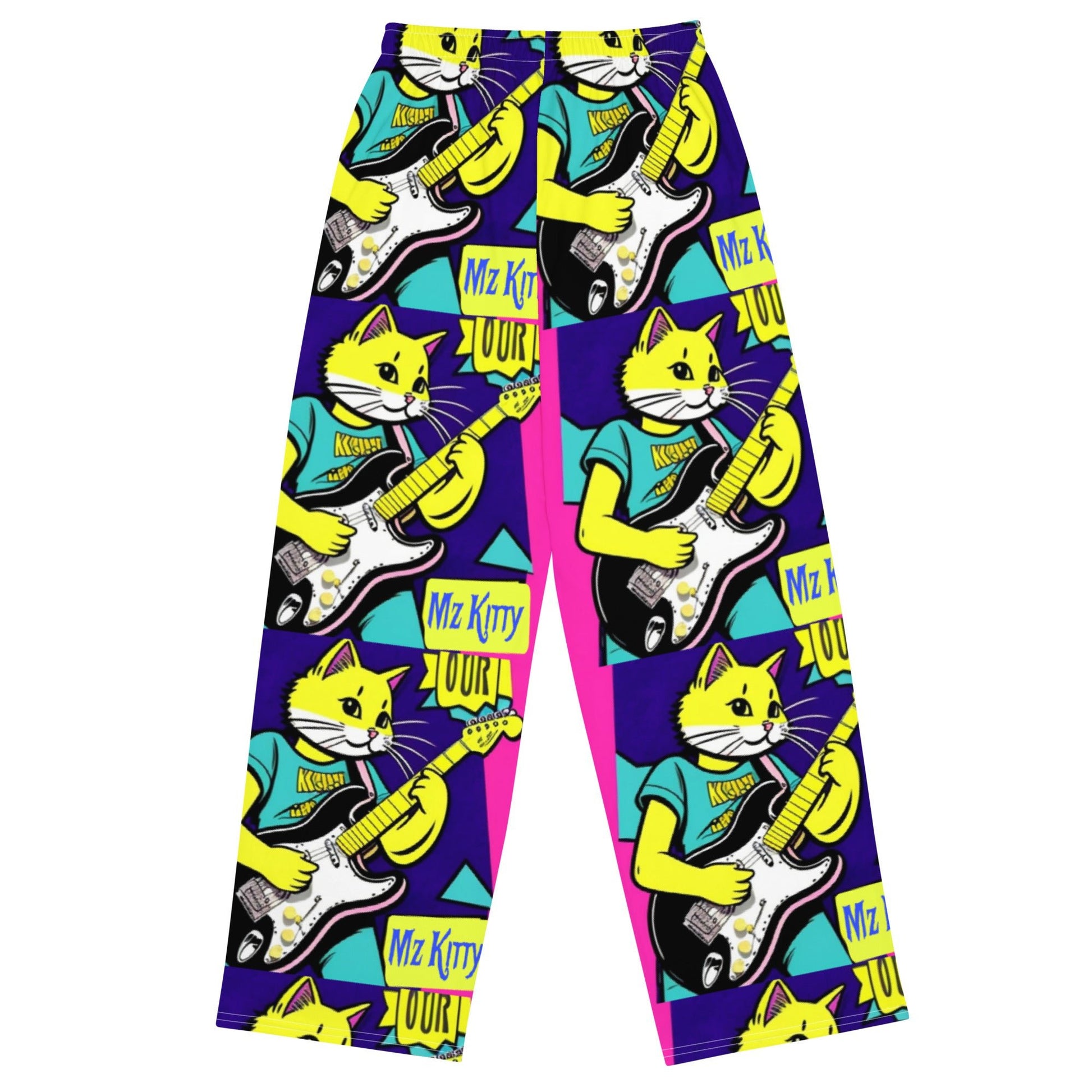 Front Kat Rox Guitar Unisex wide-leg pants Wide Legged Pant #MzKittyz #NikkiDKatArt