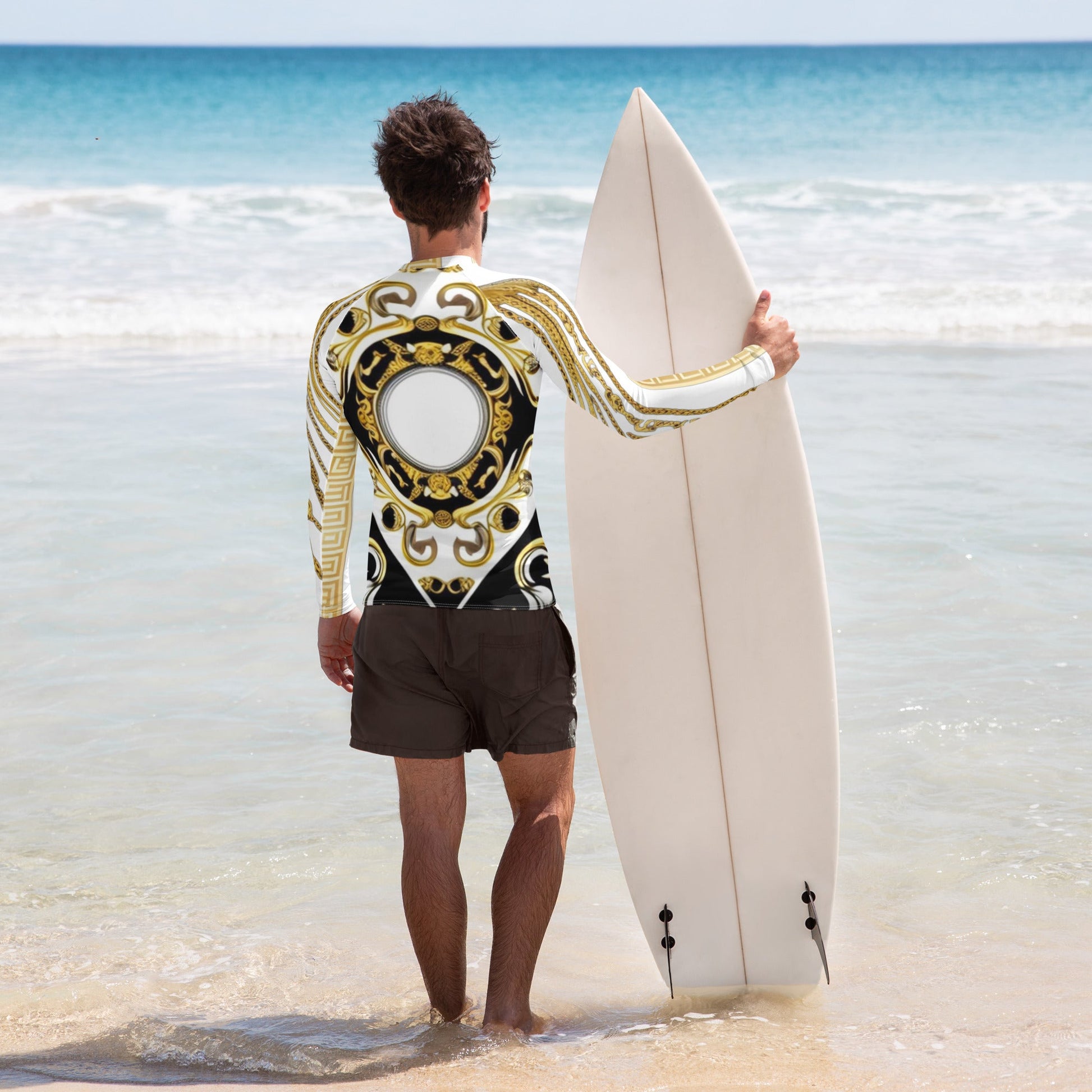 Front Gold Chains Greece Signature Men's Rash Guard Shirt Moisture Wicking Shirt #MzKittyz #NikkiDKatArt