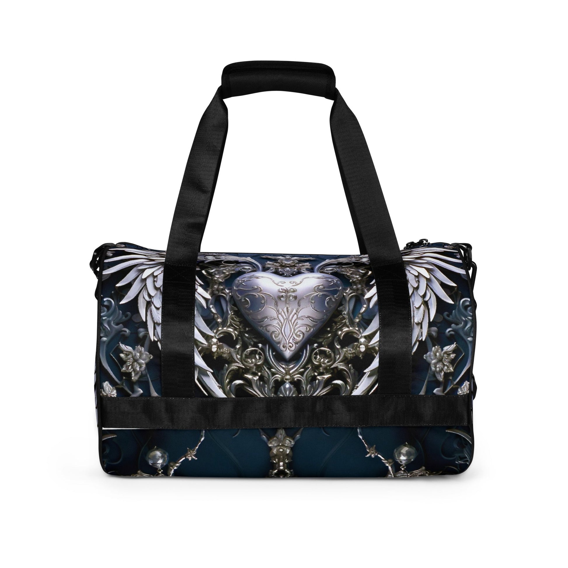 Front Chrome Heart Angel gym bag Gym Bag #MzKittyz #NikkiDKatArt