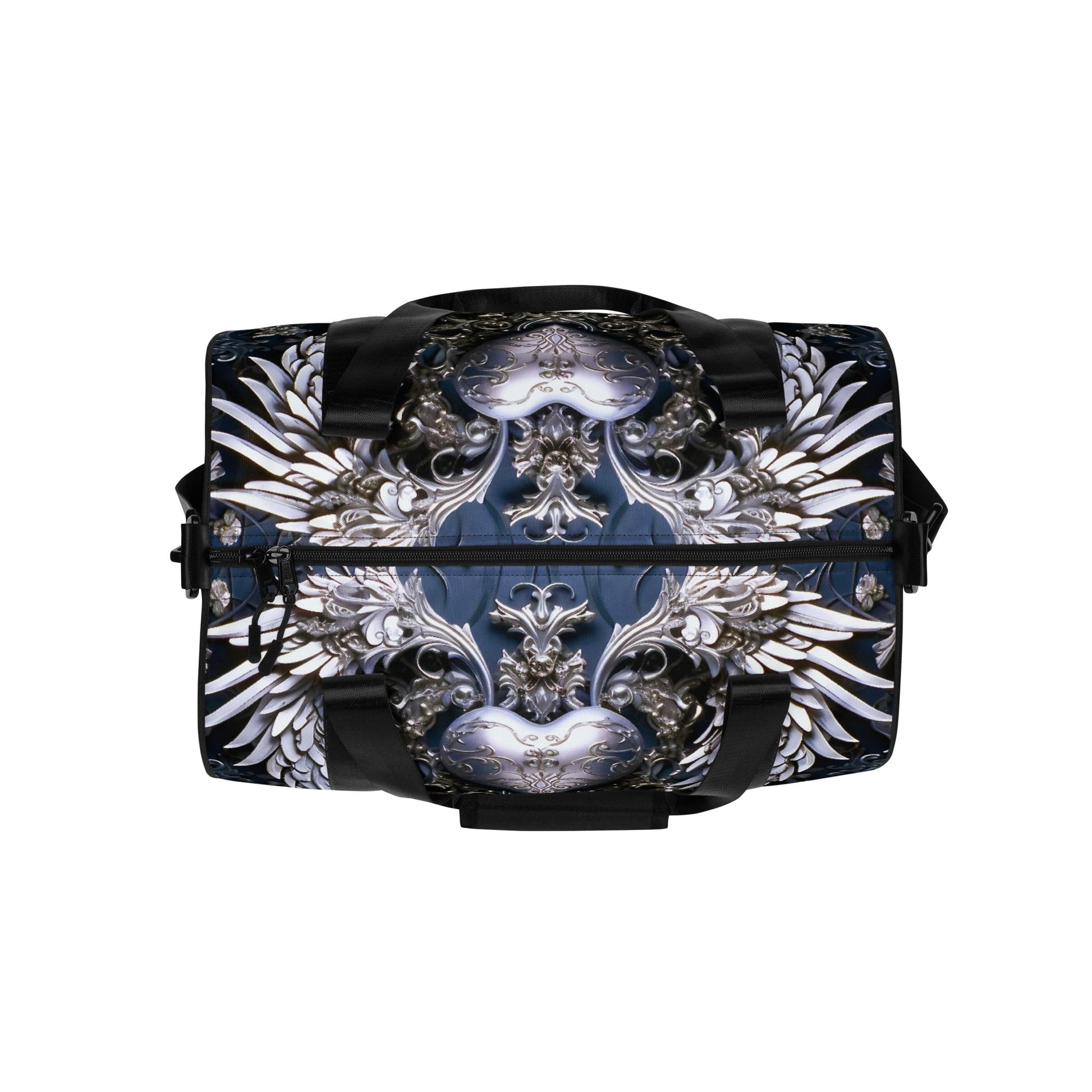 Front Chrome Heart Angel gym bag Gym Bag #MzKittyz #NikkiDKatArt