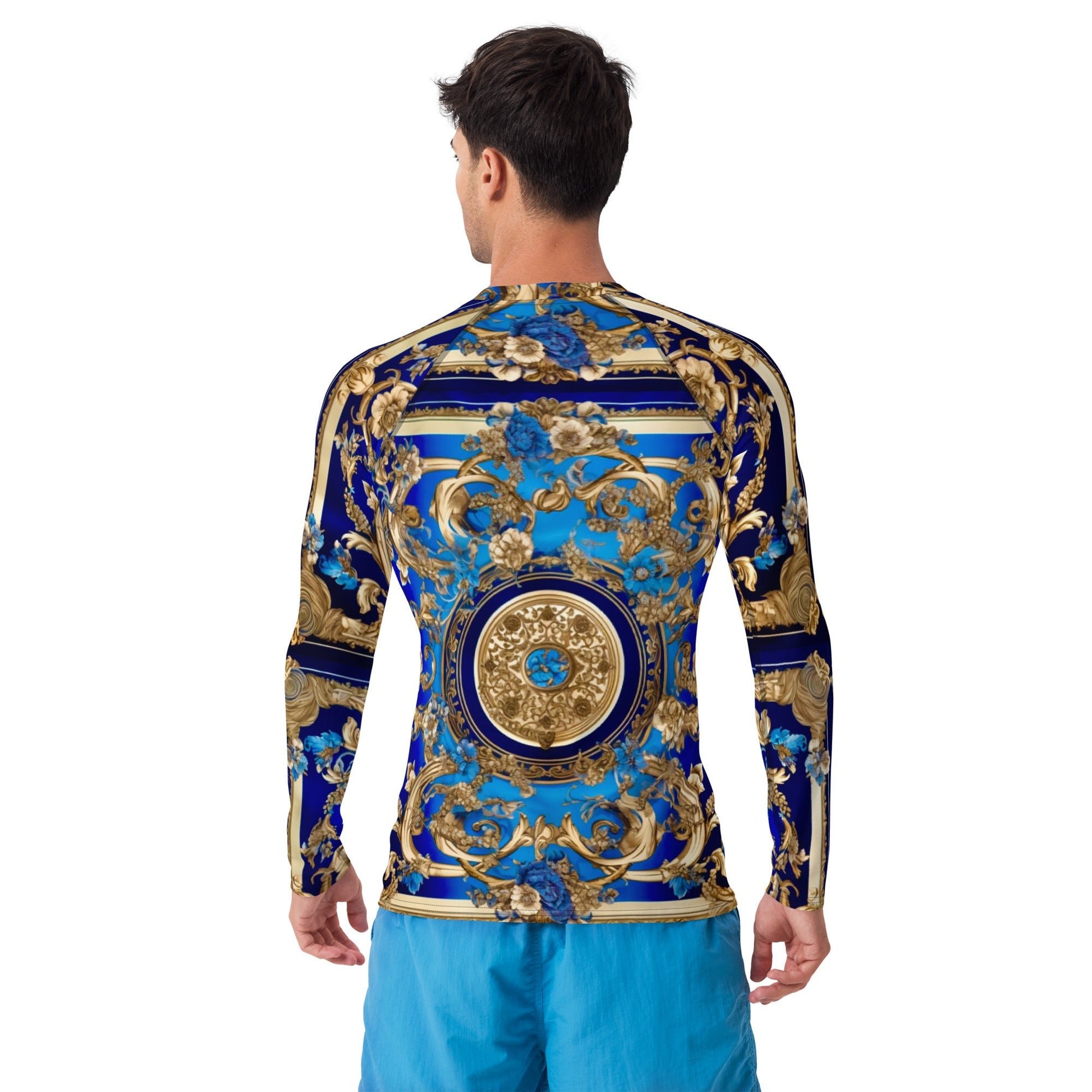 Front Signature Line Miami Bleu Men's Rash Guard Moisture-wicking #MzKittyz #NikkiDKatArt