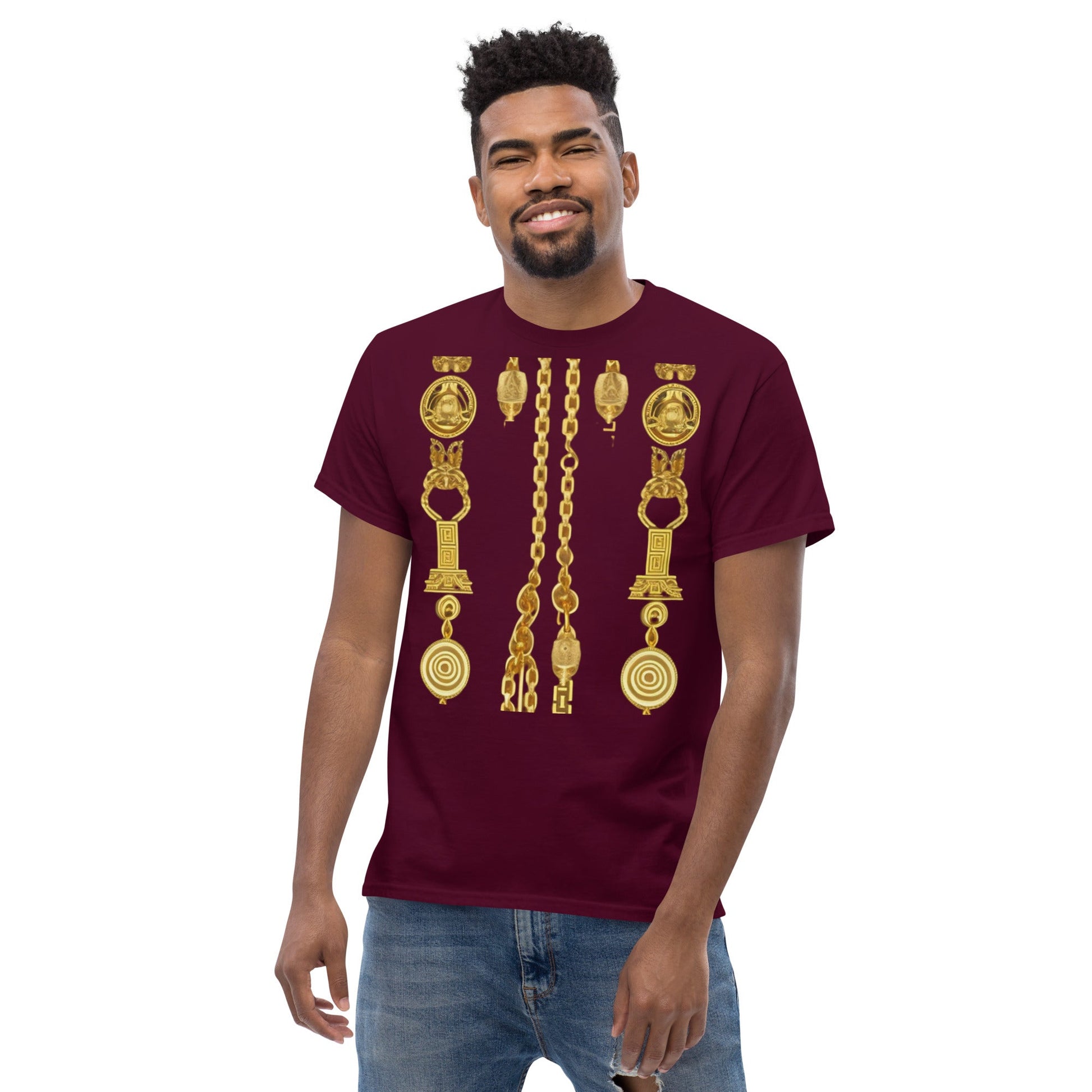 Front Gold Coin Chains Signature Scarf Men's classic tee Tshirt #MzKittyz #NikkiDKatArt
