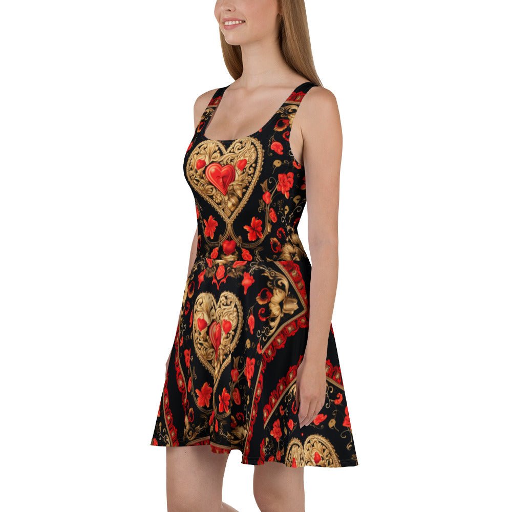 Front Signature Heart Scarf Skater Dress #MzKittyz #NikkiDKatArt