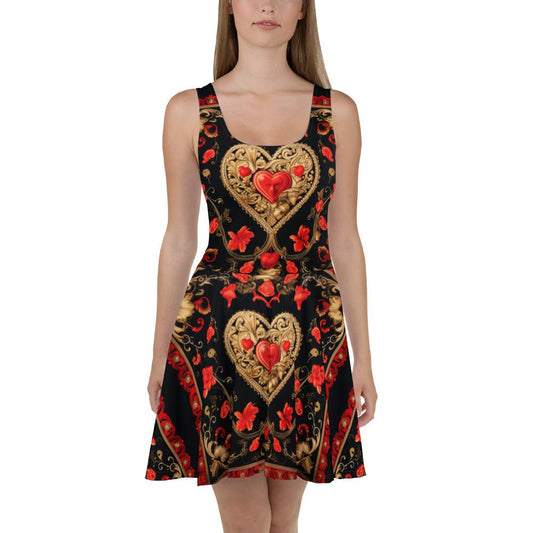 Front Signature Heart Scarf Skater Dress #MzKittyz #NikkiDKatArt