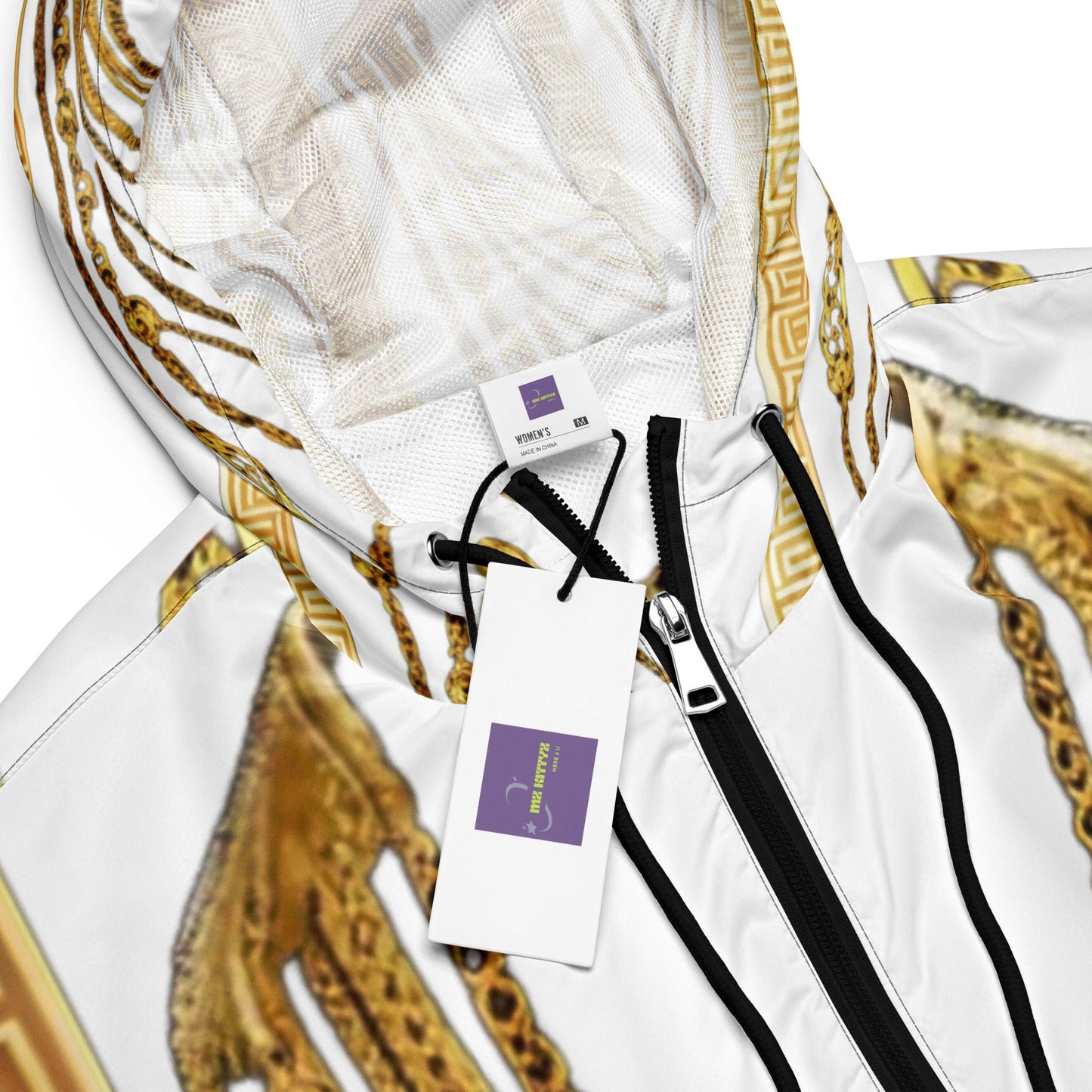 Front Gold Chains Greece Signature Women’s cropped Windbreaker Windbreaker, Hoodie #MzKittyz #NikkiDKatArt