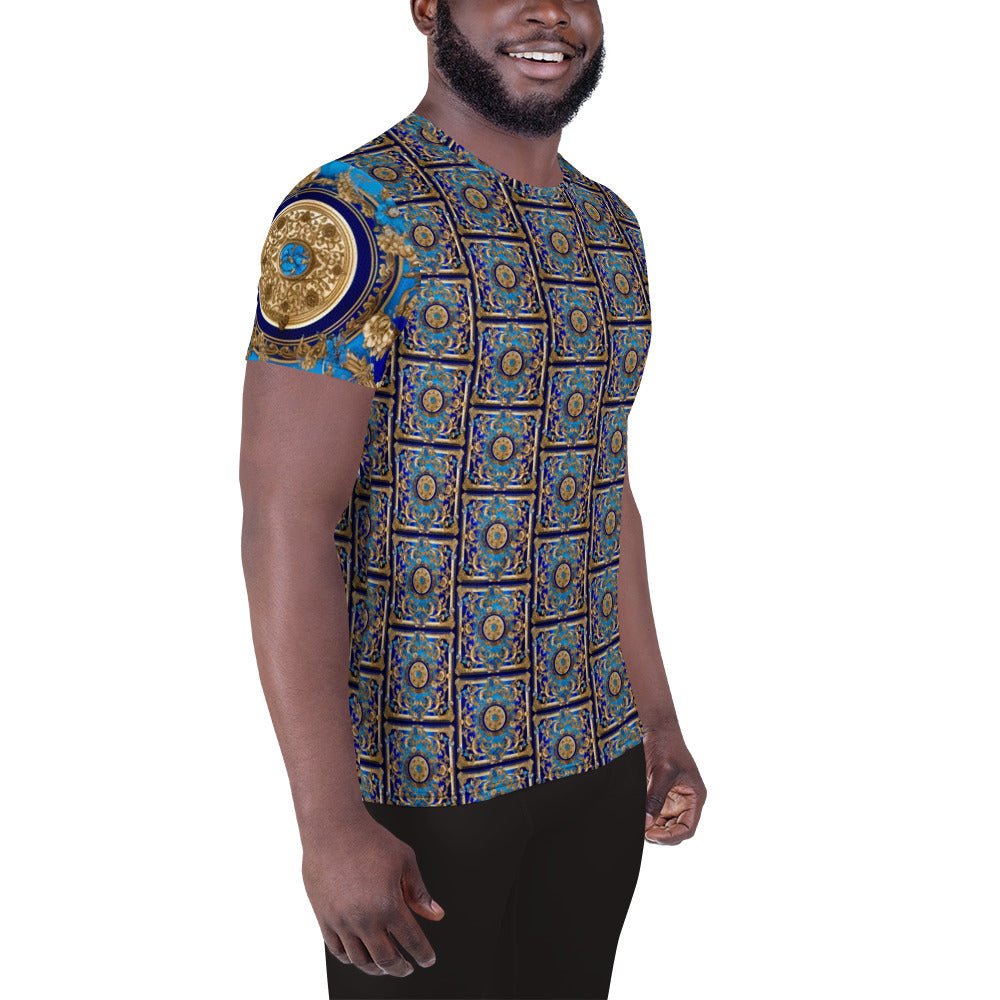 Front Signature Scarf Bleu Men's Athletic T-shirt #MzKittyz #NikkiDKatArt