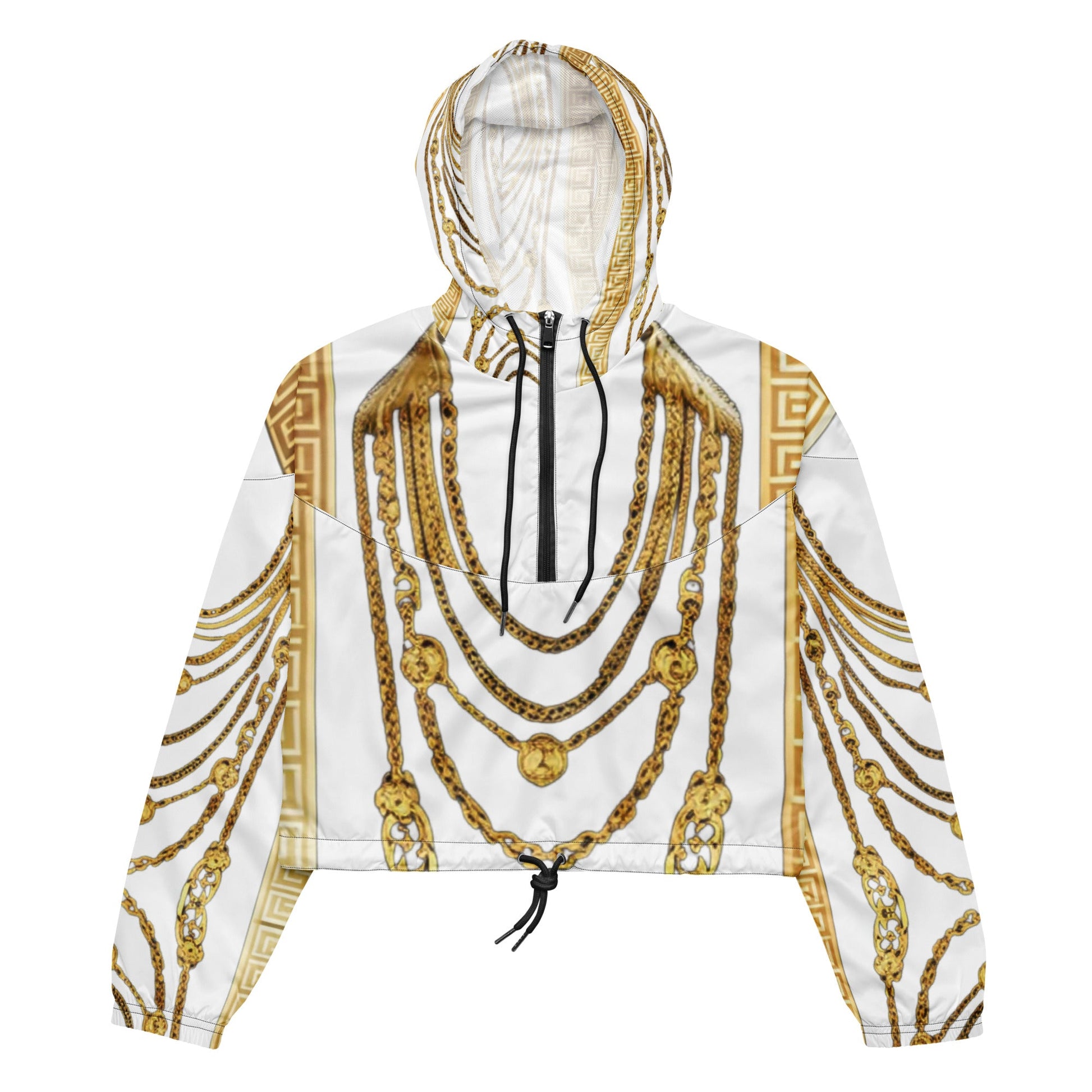 Front Gold Chains Greece Signature Women’s cropped Windbreaker Windbreaker, Hoodie #MzKittyz #NikkiDKatArt