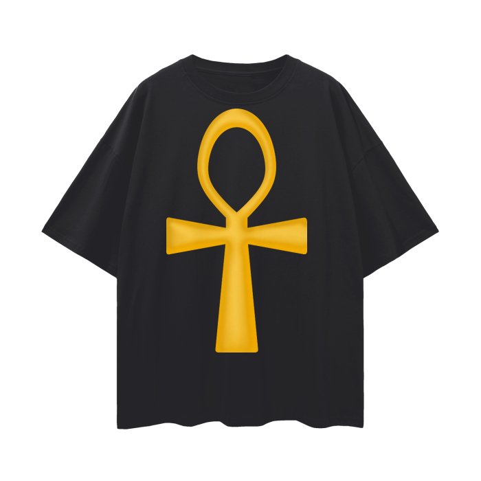 Front Ankh Streetwear Unisex, Black, 100% Cotton Loose Basic Tee #MzKittyz #NikkiDKatArt