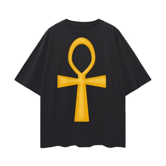 Front Ankh Streetwear Unisex, Black, 100% Cotton Loose Basic Tee #MzKittyz #NikkiDKatArt