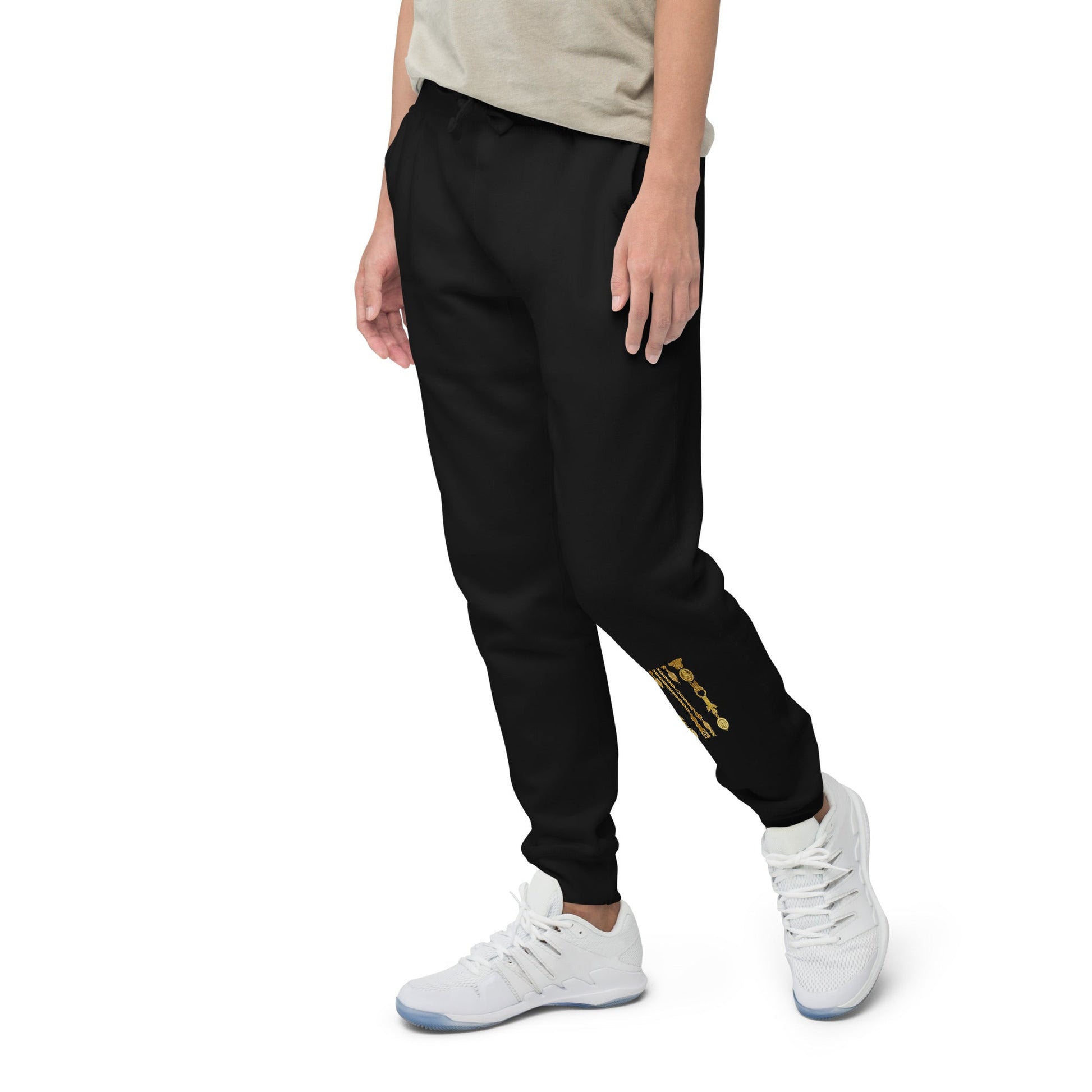 Front Gold Coin Chains Signature Scarf Unisex Fleece Sweatpants Sweatpants #MzKittyz #NikkiDKatArt