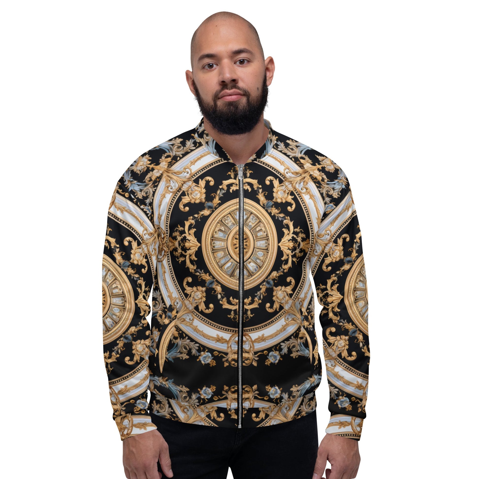 Front Signature Scarf Design Unisex Bomber Jacket #MzKittyz #NikkiDKatArt