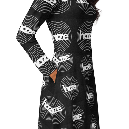 Front haze logo long sleeve midi dress mid length #MzKittyz #NikkiDKatArt