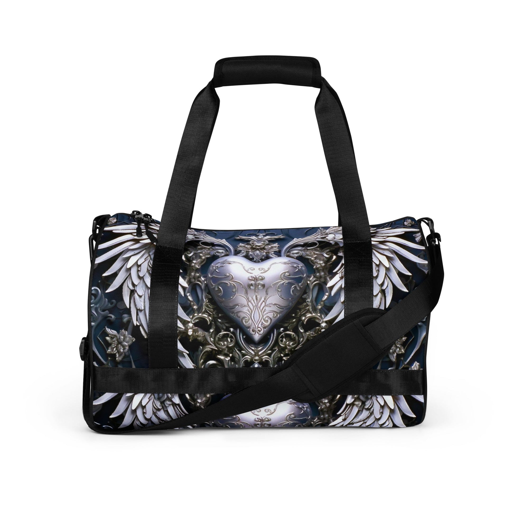 Front Chrome Heart Angel gym bag Gym Bag #MzKittyz #NikkiDKatArt