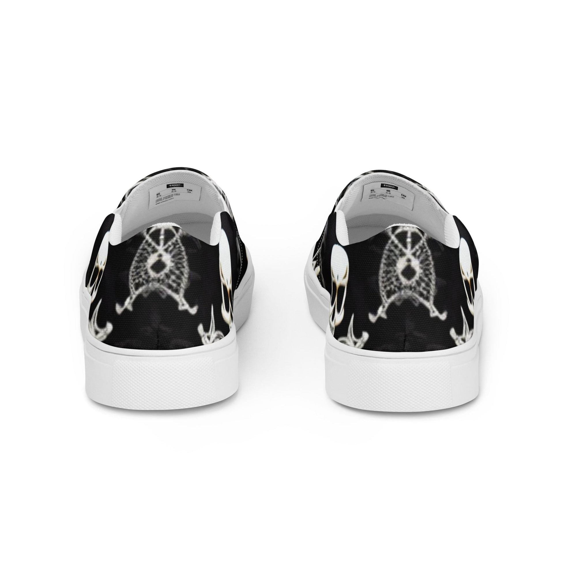 Front Skully Lace Women’s slip-on canvas shoes #MzKittyz #NikkiDKatArt
