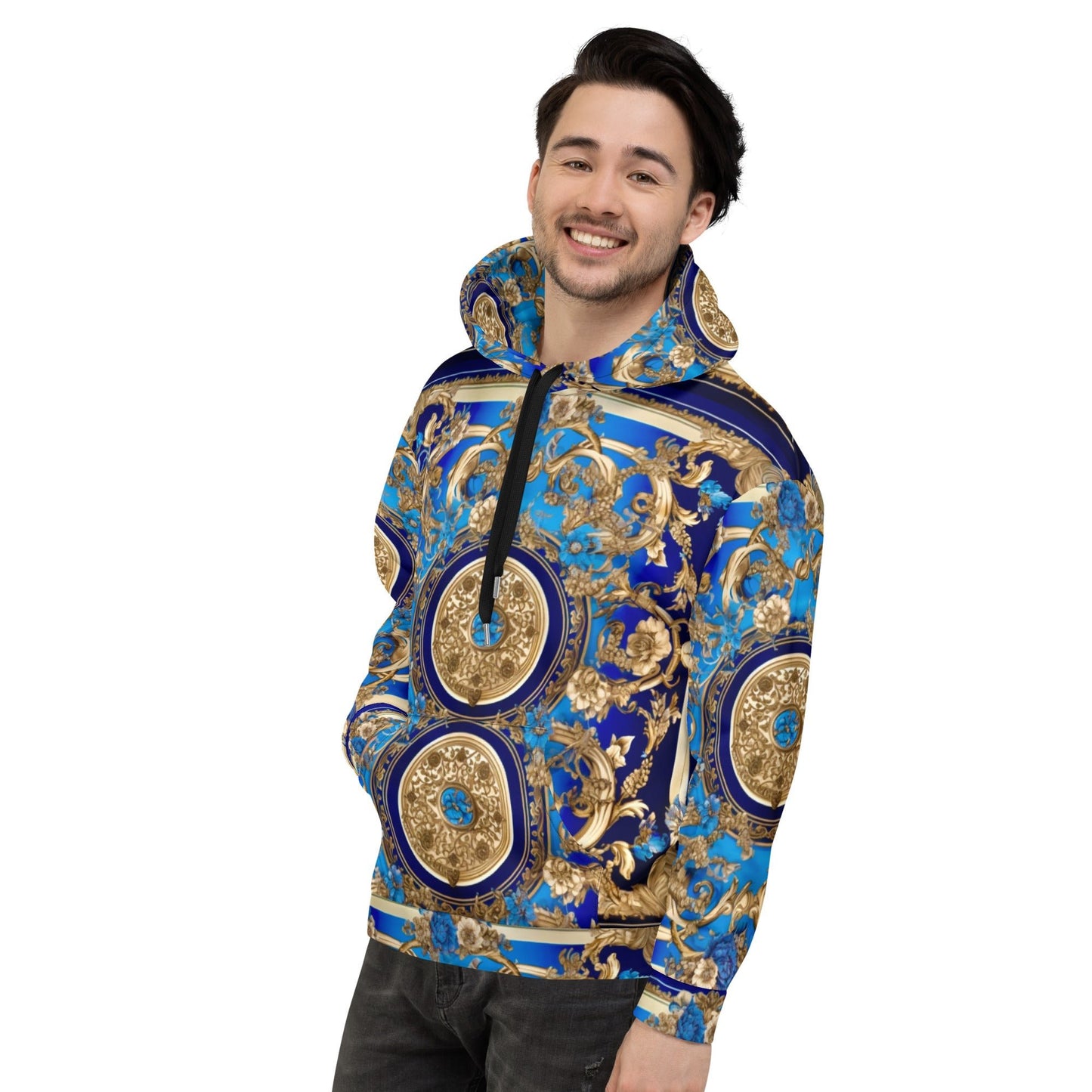 Front Bleu Scarf Baroque Signature Unisex Hoodie Hoodie #MzKittyz #NikkiDKatArt