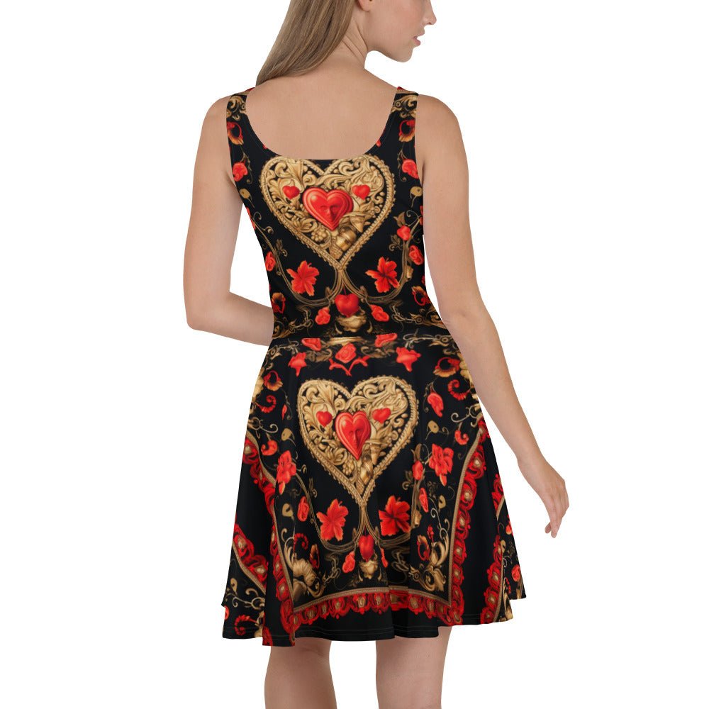 Front Signature Heart Scarf Skater Dress #MzKittyz #NikkiDKatArt