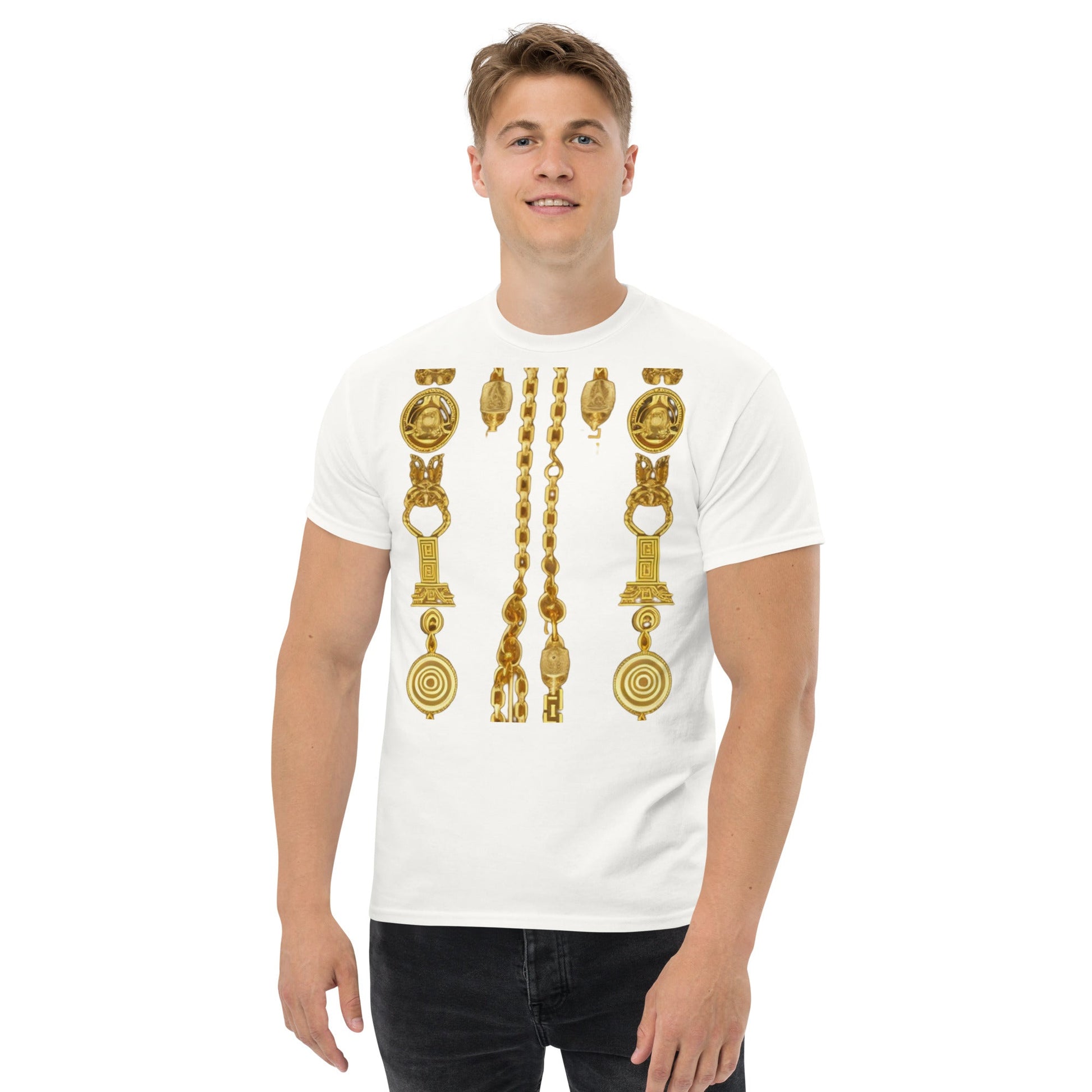 Front Gold Coin Chains Signature Scarf Men's classic tee Tshirt #MzKittyz #NikkiDKatArt